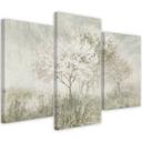 3 stykke lærredstryk, et blomstrende træ på engen
