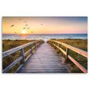 Canvasbillede, Solnedgang hav strand