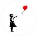 Wallsticker Banksy - Pige med rød ballon - Rund