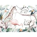 Dyr SafariFriends tapet i hvid grøn - non-woven tapet Designwalls 2 - 2,55 x 3,5 m