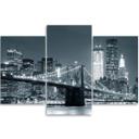 3 stykke lærredstryk, New York Skyline Manhattan sort og hvid