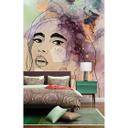 Livingwalls papier peint photo ARTist Lady motif aquarelle beige, vert, orange, noir, violet
