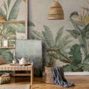 Tropiske blade vintage grøn beige 3,75 x 2,50 m - Ikke-vævet tapet botanisk stil