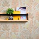 Papel pintado no tejido con hojas en estilo retro blanco naranja - papel pintado floral flores