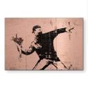 Geborsteld Alu-Dibond met goud-, zilver- & kopereffect - De Bloemenwerper - Banksy