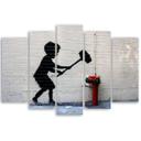 5 stykke lærredstryk, Banksy Hammer Boy Street