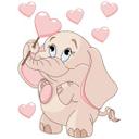 Sticker mural - Bébé éléphant avec des cœurs