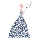 Sticker mural - Lady with Butterflies-bleu