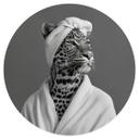 Royale spa time-out med leopard Wallsticker - Rahner - Round