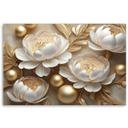 Canvasbillede, 3D guld glamour blomster