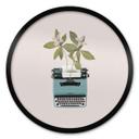 Póster Frida Floral Studio - Máquina de escribir botánica - Redondo