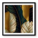 Póster abstracto de hojas de palmera doradas - Cuadrado