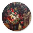 Glasschilderij Delacroix - Vaas met Bloemen