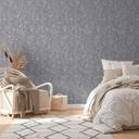 Papel pintado estampado ramas flores gris plateado - papel pintado flores no tejido - papel pintado floral