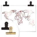 Plakat - Origami Verdenskort - Rosegold-optik