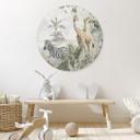 Wanddecoratie jungle dieren op een Afmeting - Ms Tiff - Alu-Dibond - Rond