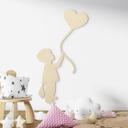 Decoración en madera para el cuarto de los niños - Niño con globo de corazón - Chopo