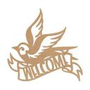 letras 3D Welcome - Bird door sign - MDF nature