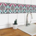 Azulejos Adhesivos Guirnalda de flores orientales - lote de 12