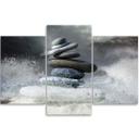 3 stykke lærredstryk Stones Zen Sea Waves