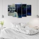 5 stykke lærredstryk, Buddha Feng Shui Meditation Blå
