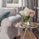 Plateau de table en verre - Rondelle de bois - Rond