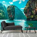 Bjerglandskab tapet ThailandIsland i turkisgrøn - non-woven tapet Designwalls 2 - 2,55 x 3,5 m