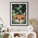Póster para la guardería - Lindo gato en el arbusto - Korenkova