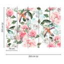 non-woven tapet Paradise birds roser fototapet Designwalls i hvid og pink 
