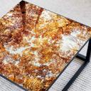 Plateau de table en verre - Feuilles dorées - Carré - 60x60 cm