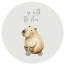 Wallsticker til børneværelset Capybara på rolle - Flow ordsprog - Rund