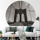 Fotomural Puente de Brooklyn perspectiva - Redondo - Papel pintado autoadhesivo/no tejido