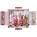 5 stykke lærredsprint Pink Flower Orchid