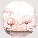Sticker mural Kvilis - Flamants roses au coucher du soleil - Rond