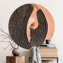 Vinilo decorativo mujer con vestido negro a rayas - Müller - Redondo