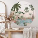 Sticker mural rond Kikki Belle - Oasis de flamants roses