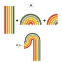 Wallsticker retro stribe form sæt (3 stk.) | regnbuefarver