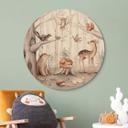 Cuadro de madera para habitación infantil Animales dulces en el bosque redondo - Kvilis