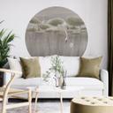 Muursticker lotusbloemen met zwaan in water in grijs - Ms Tiff - Rond