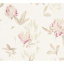 Designdschungel af Laura N. Fleecetapet Blomstertapet, beige, metallic, lilla