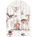Wallsticker rundbuevægpanel Søde dyr i skoven - Kvilis - bred