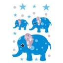 Wallsticker - Mønsterelefant, blå (sæt med 3)
