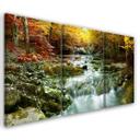 3 stykke lærred Print Autumn Forest Waterfall Rocks