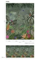 Fototapet med junglemotiv og dyr, grøn, blomst 2,70 x 2,12 m