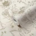 tapet med tegnede blomster hvid sort - non-woven tapet blomstermotiver med blomster