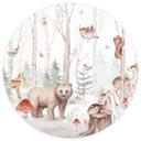 Animales del bosque en otoño - Kvilis - Redondo - Autoadhesivo/no tejido