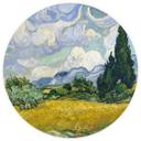 Tapet cirkel Van Gogh - Hvedemark med cypresser - vliesetapet/selvklæbende non-woven tapet