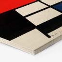 Hexagone - Bois Mondrian - Composition en rouge, jaune, bleu et noir