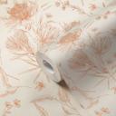 tapet med tegnede blomster hvid beige - non-woven tapet blomstret med blomster