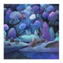 Póster de tela Bosque encantado en azul noche - DigitalArtsi